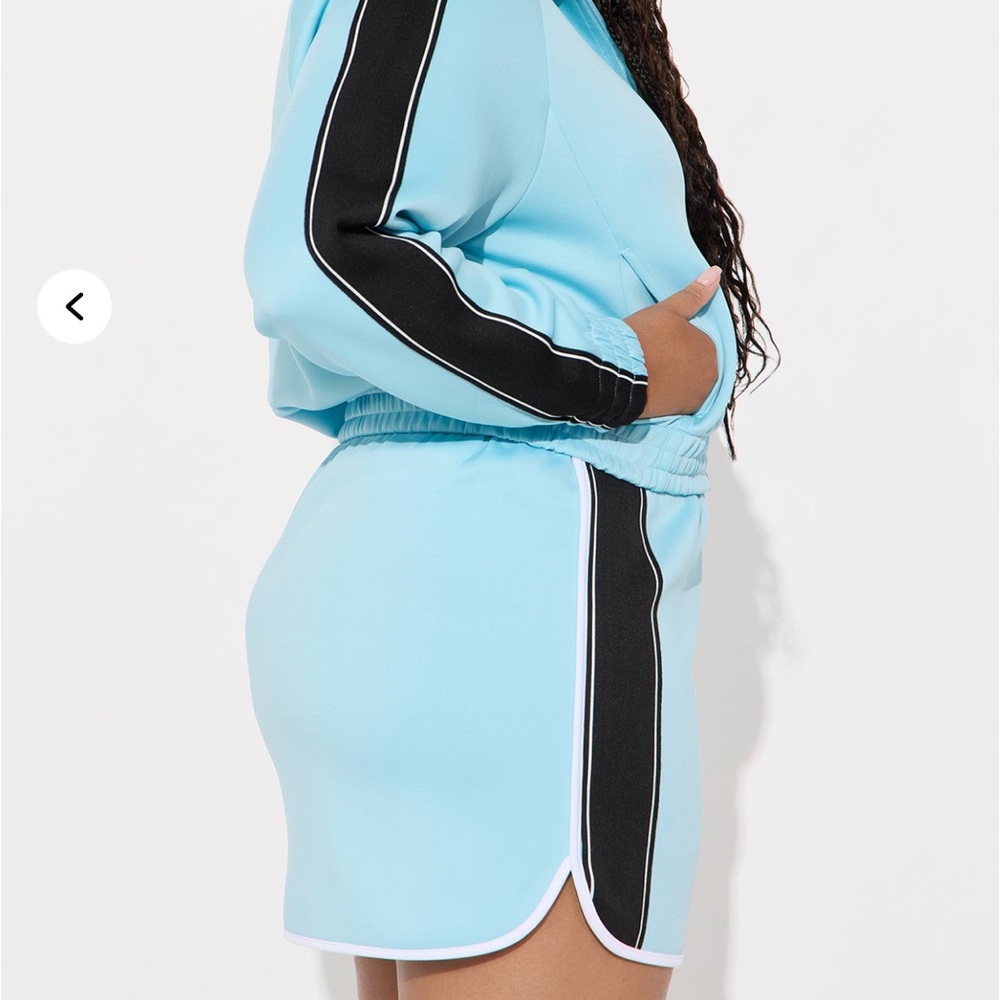 Light Blue Track Set with Black Stripes